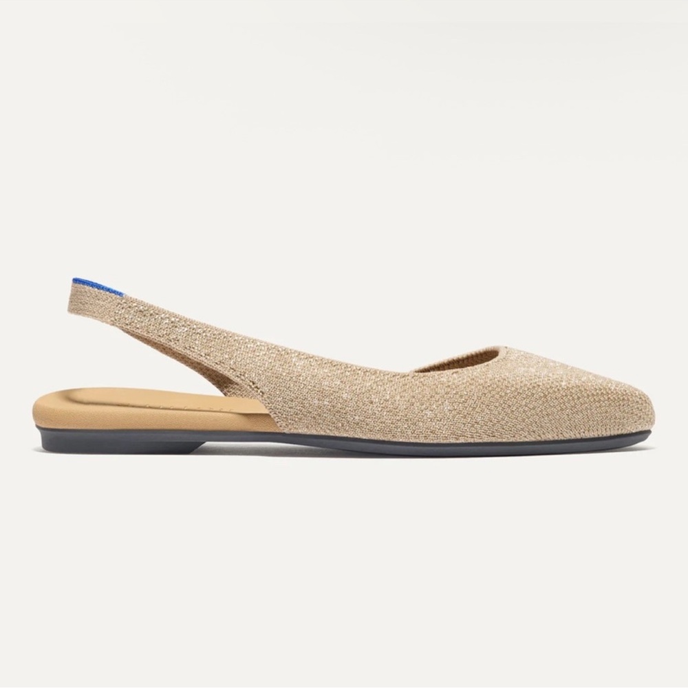 Rothy's The Almond Toe Slingback Flat In Metallic Prosecco Comfort Casual 10 - Picture 2 of 9